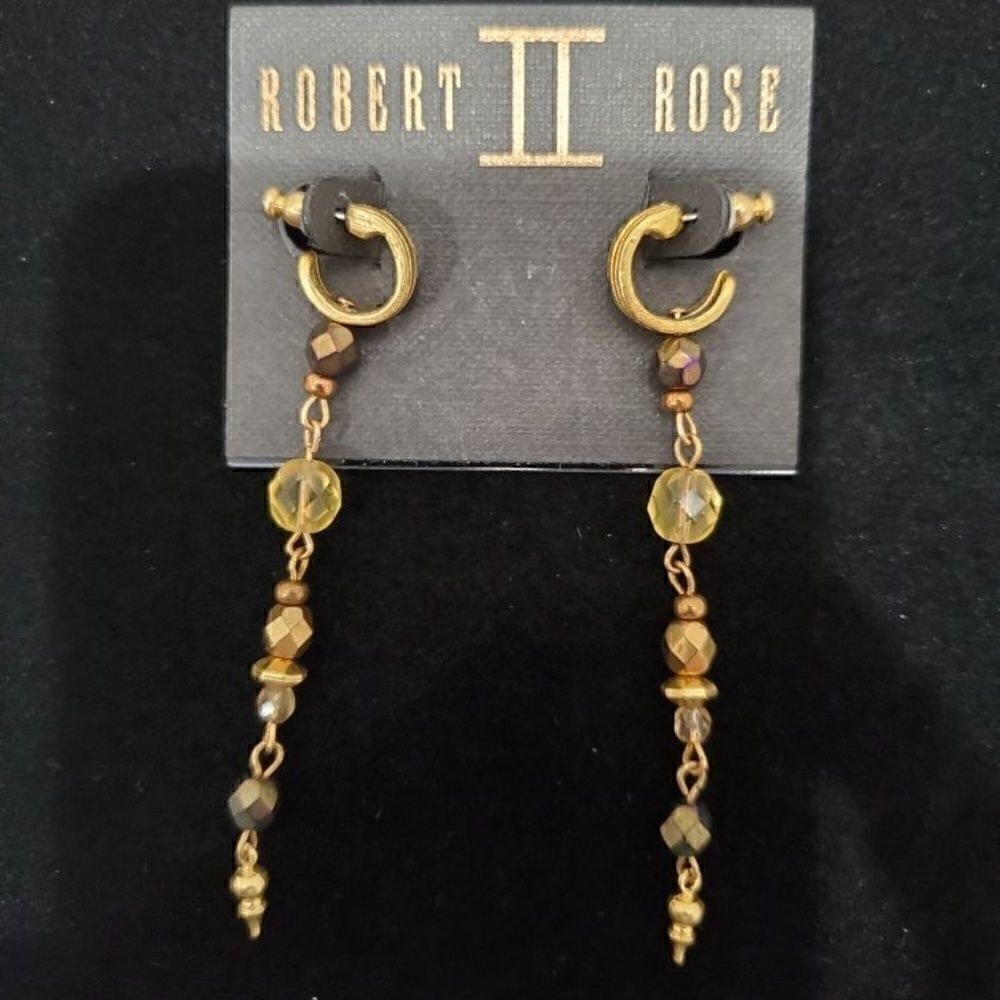 Robert Rose Runway Dangle Gold Bronze beaded
